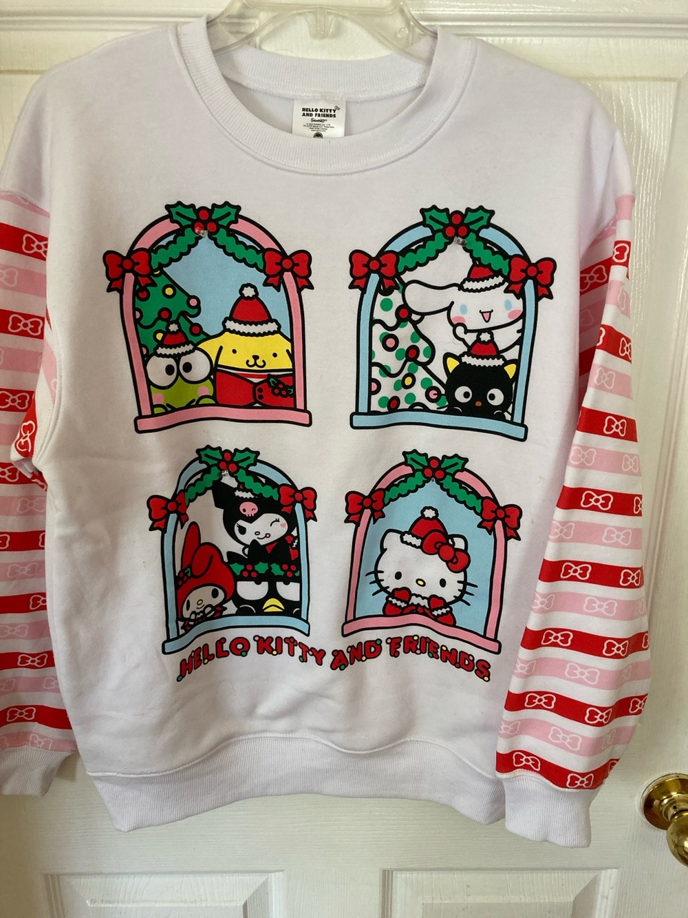 Hello Kitty Pink & White Holiday Graphic Sweatshirt
